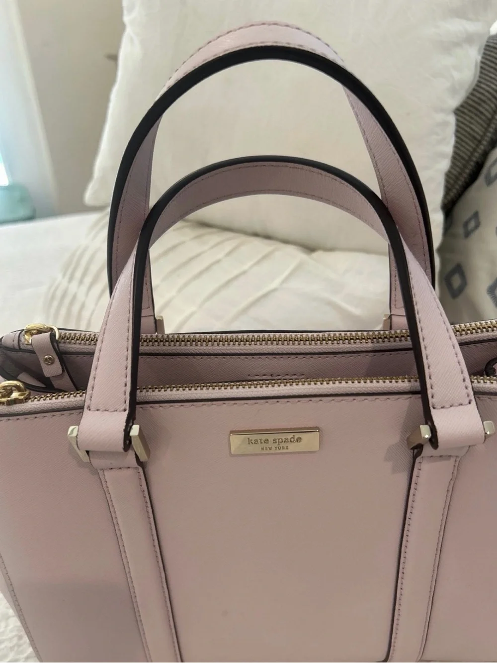 kate spade Pale Pink Structured Satchel with Gold Hardware